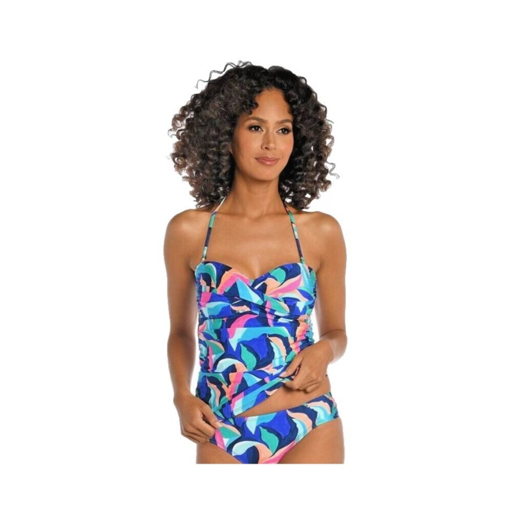 La Blanca Island Goddess Shirred Twist Bandeau Halter Tankini Top Sz 10 NWT